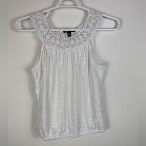 Cable & Gauge Halter Lace tank White Medium